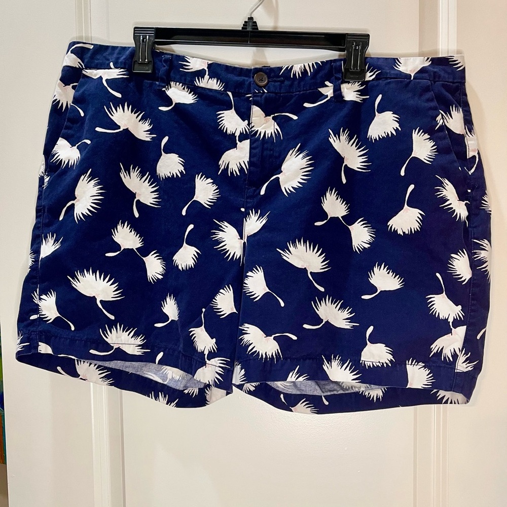 Old Navy Tropical Print Shorts Navy Blue & White 100% Cotton Size 18